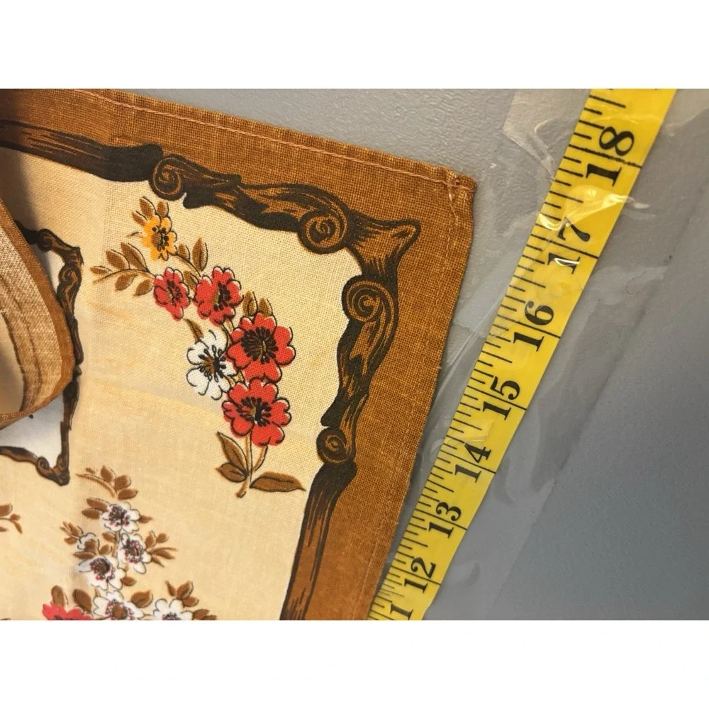 1980 German Clock Cloth Calendar Kitchen Tea Towel With Flowers Clean Condition